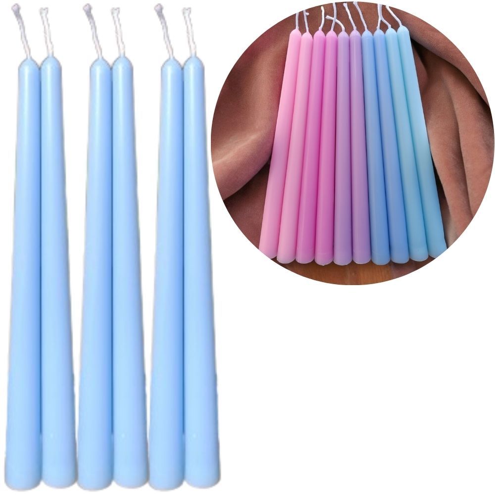 Vela palito grande para castiçal 26 cm Azul bebê claro kit 10 unidades em Oferta na Shopee