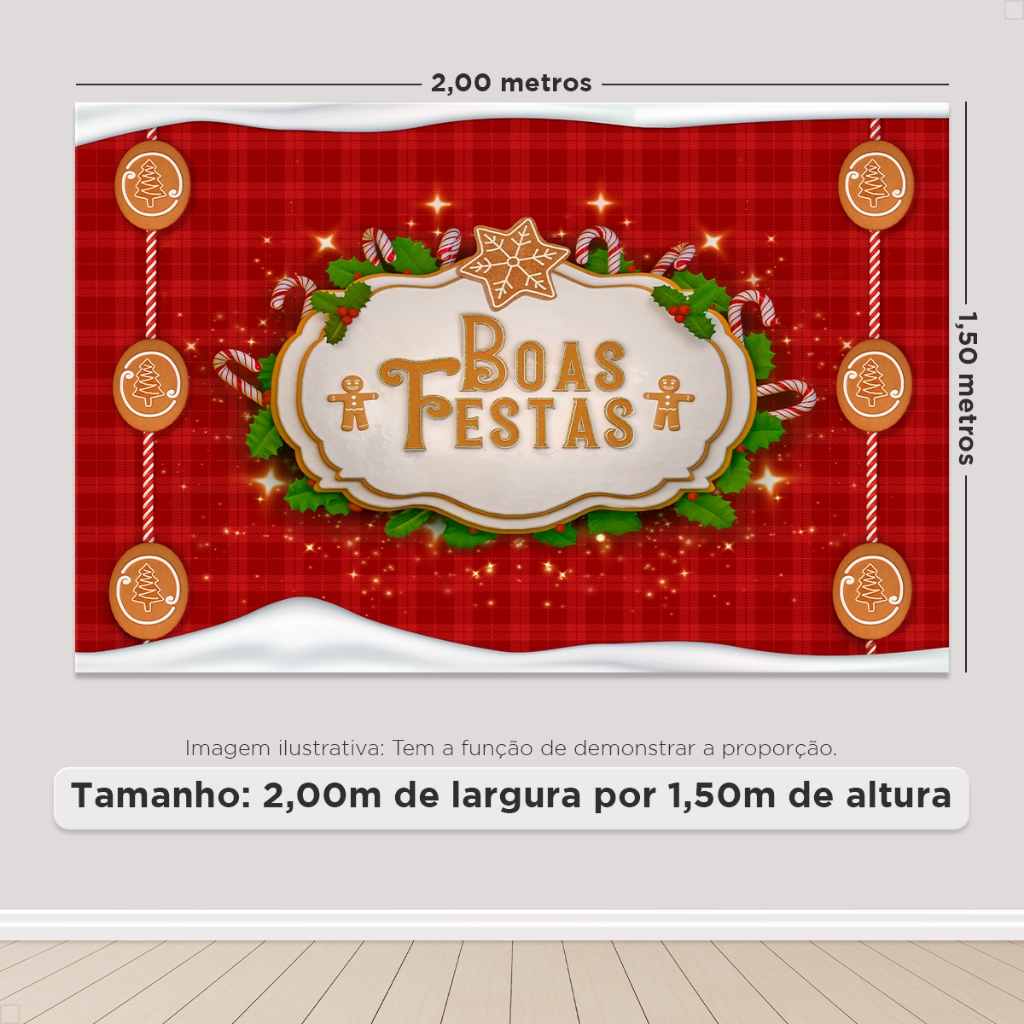 Painel De Natal Decoração Boas Festas Sublimado Em Tecido Retangular Horizontal — imagem 2 de 2