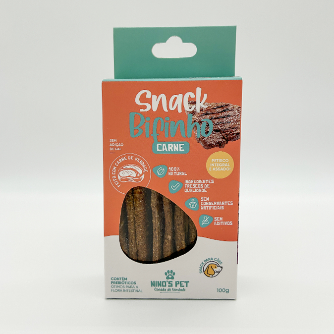 Petisco Saudável para Cachorro - Snack Pet Bifinho de Carne 100% natural - Ninos Pet - 100g
