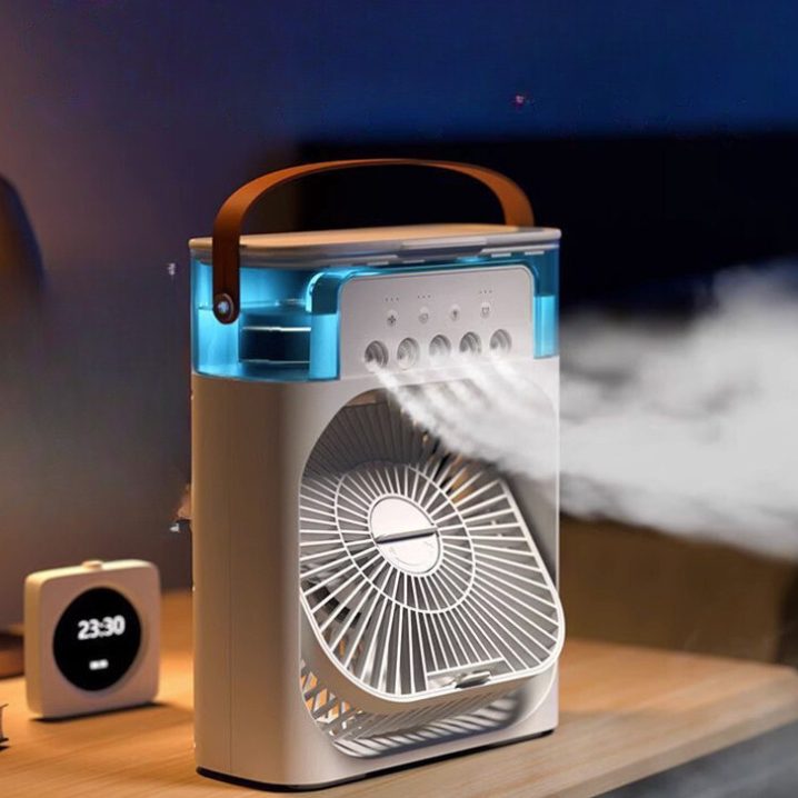 Mini Ar Condicionado Climatizador Umidificador Ventilador Portátil USB Led Quarto Sala Escritório Mesa Reservatório Alça