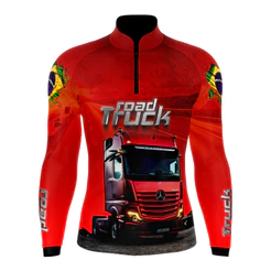 Blusa camiseta camisa caminhoneiro Caminhão Vermelho com Proteção UV50+