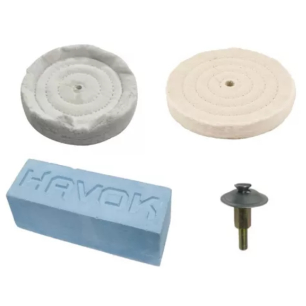 Polimento KIT 4 Peças Moto Rodas Massa Azul Furadeira Kit Inox em Oferta na Shopee