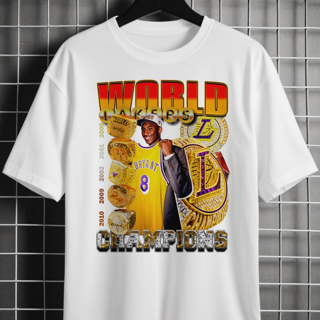 Camiseta Unissex GraphicWolrd Champions Lakers NBA Boolteg Camisa 100% Algodão BTL-013