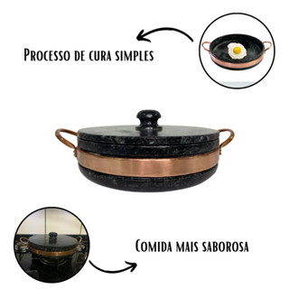 Frigideira de Pedra 24 cm - com Tampa - G Cozinha alça de cobre em Oferta na Shopee