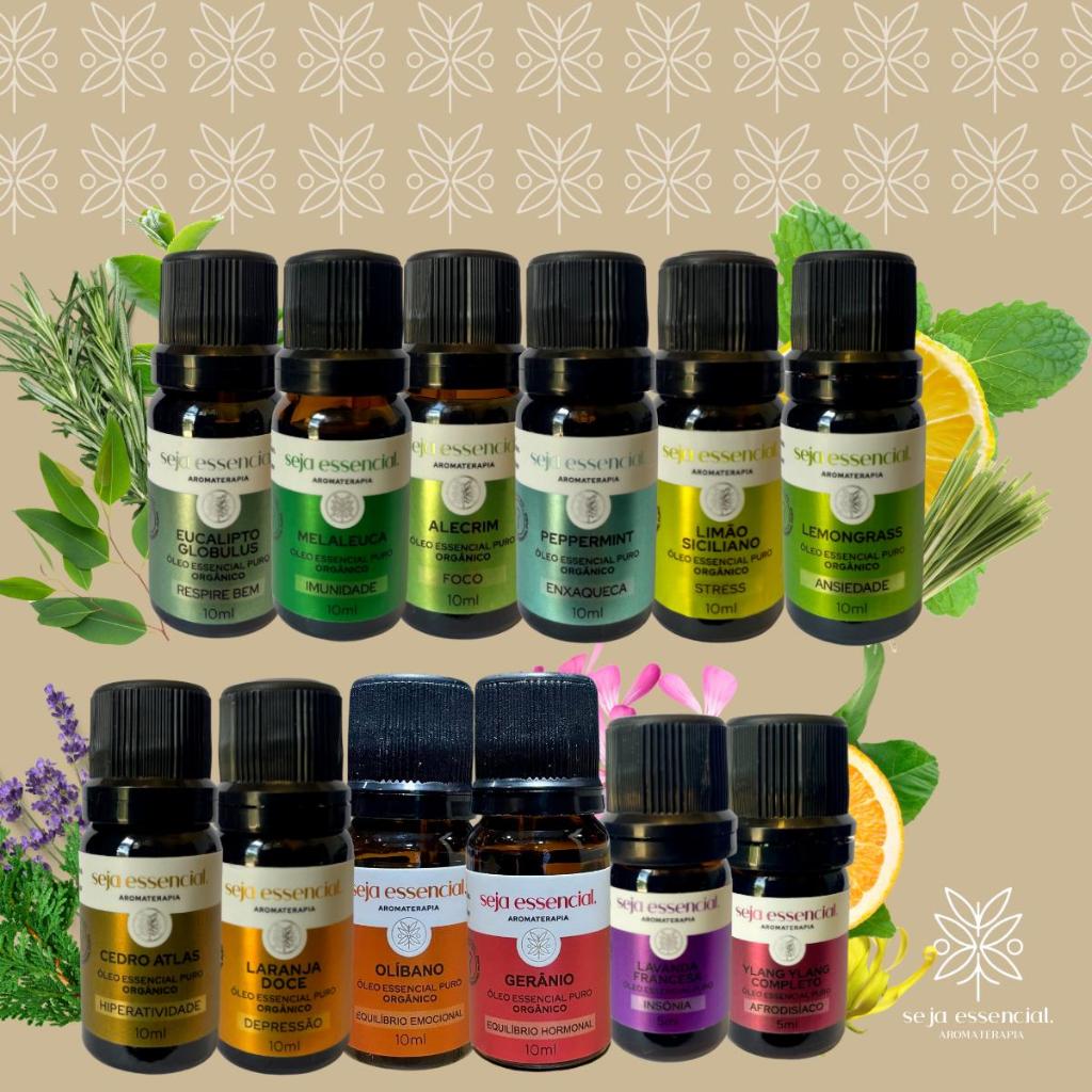 Oleos Essencial para aromaterapia 10ml e 5 ml 100% Puro Seja Essencial Escolher