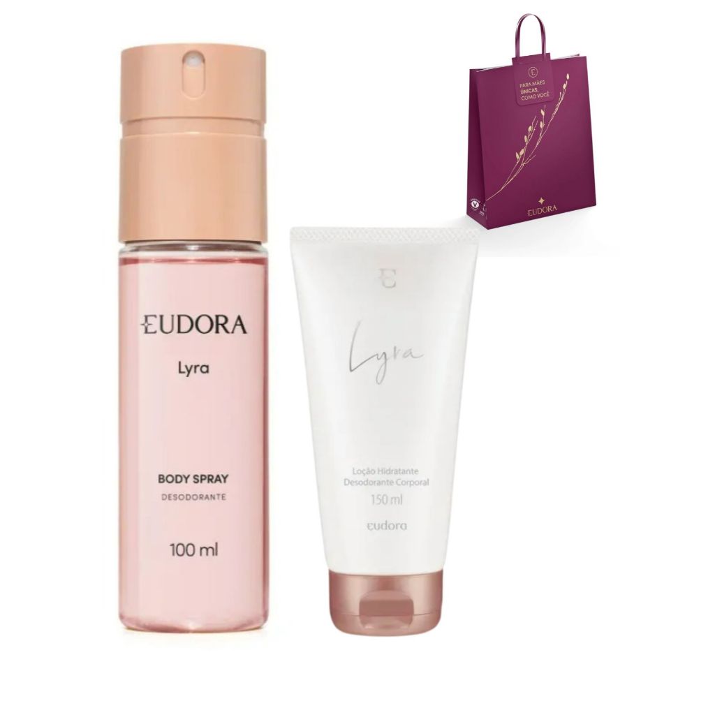 Kit Presente Lyra - Body Spray 100ml + Hidratante 150ml Eudora Acompanha Sacola