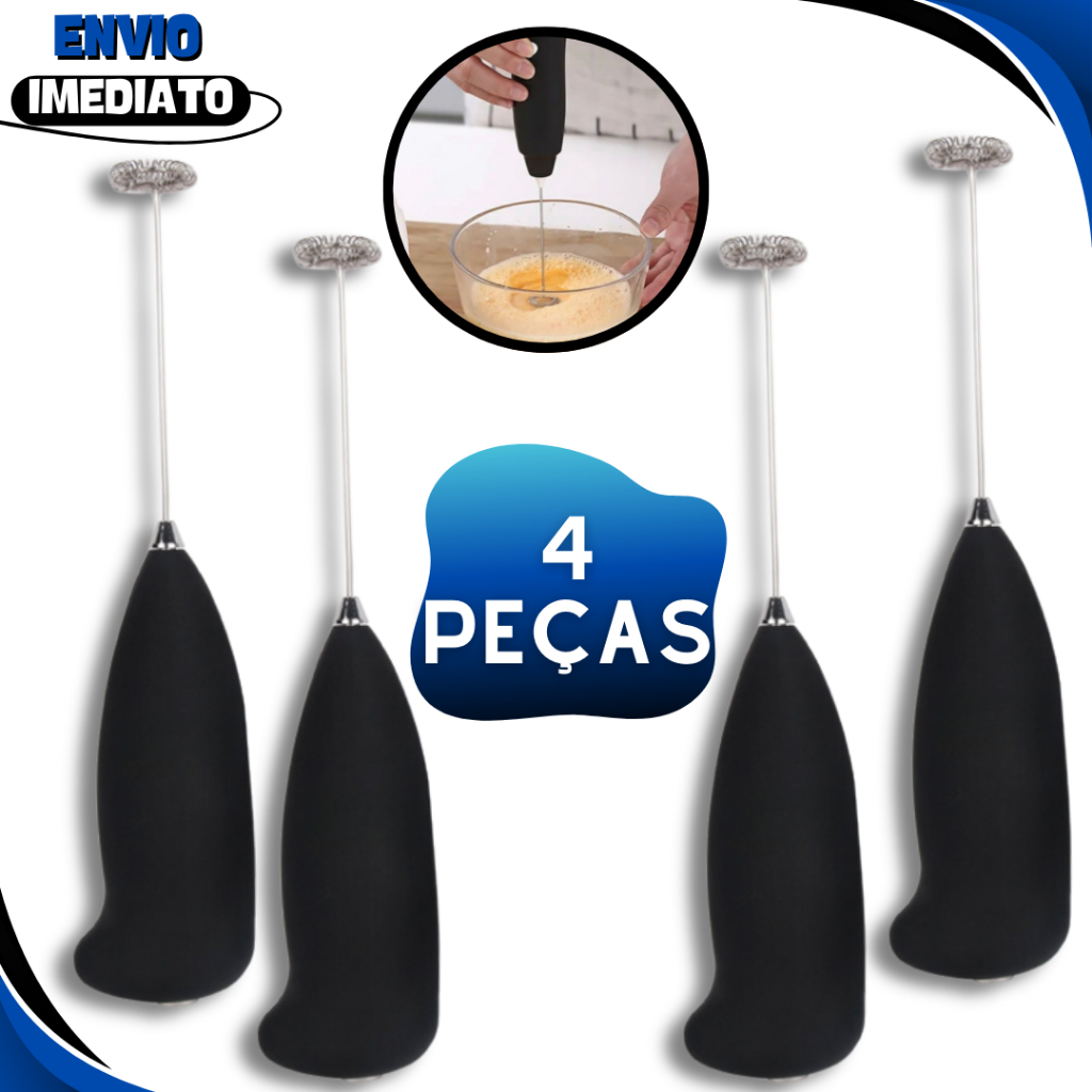Kit 4 Misturador Elétrico Potente Mini Mixer Para Bebidas Cafés Drinks Casa e Restaurante