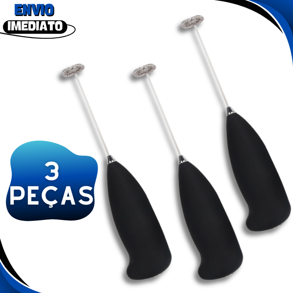 Kit 3 Misturador Elétrico Potente Com Alta Rotação Mixer de Bebida Mini Café Casa e Restaurante