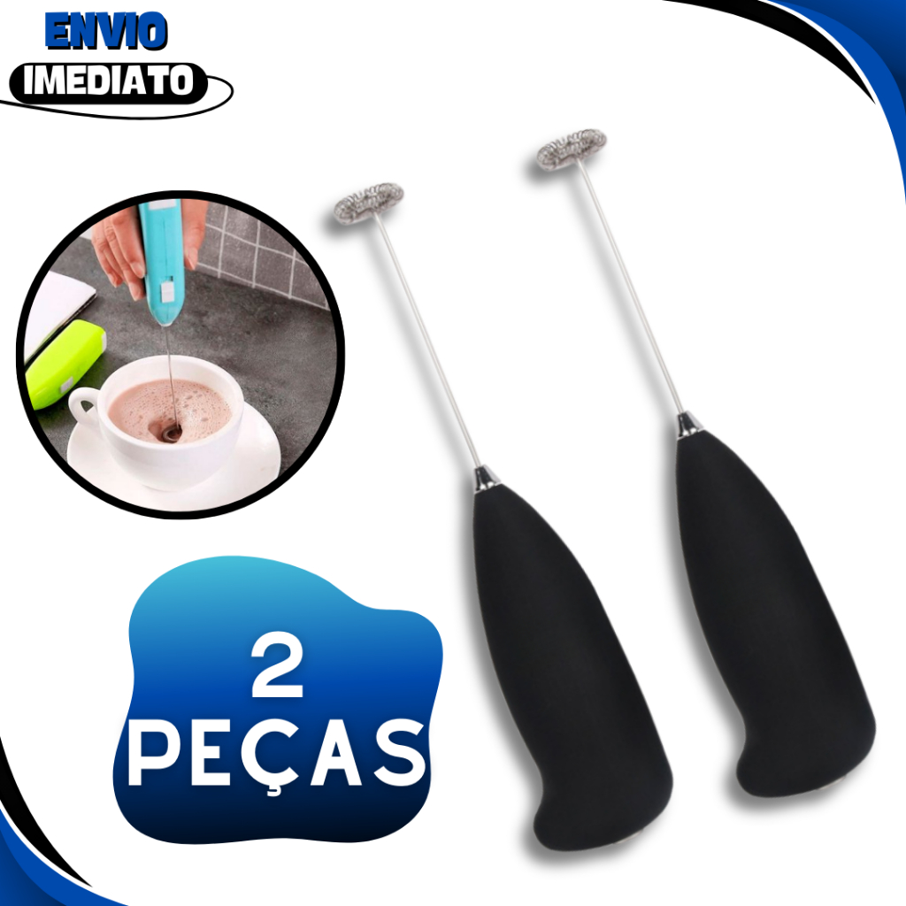 Kit 2 Mixer Elétrico Potente Com Alta Rotação Misturador Mini Para Café Shake Casa e Restaurante