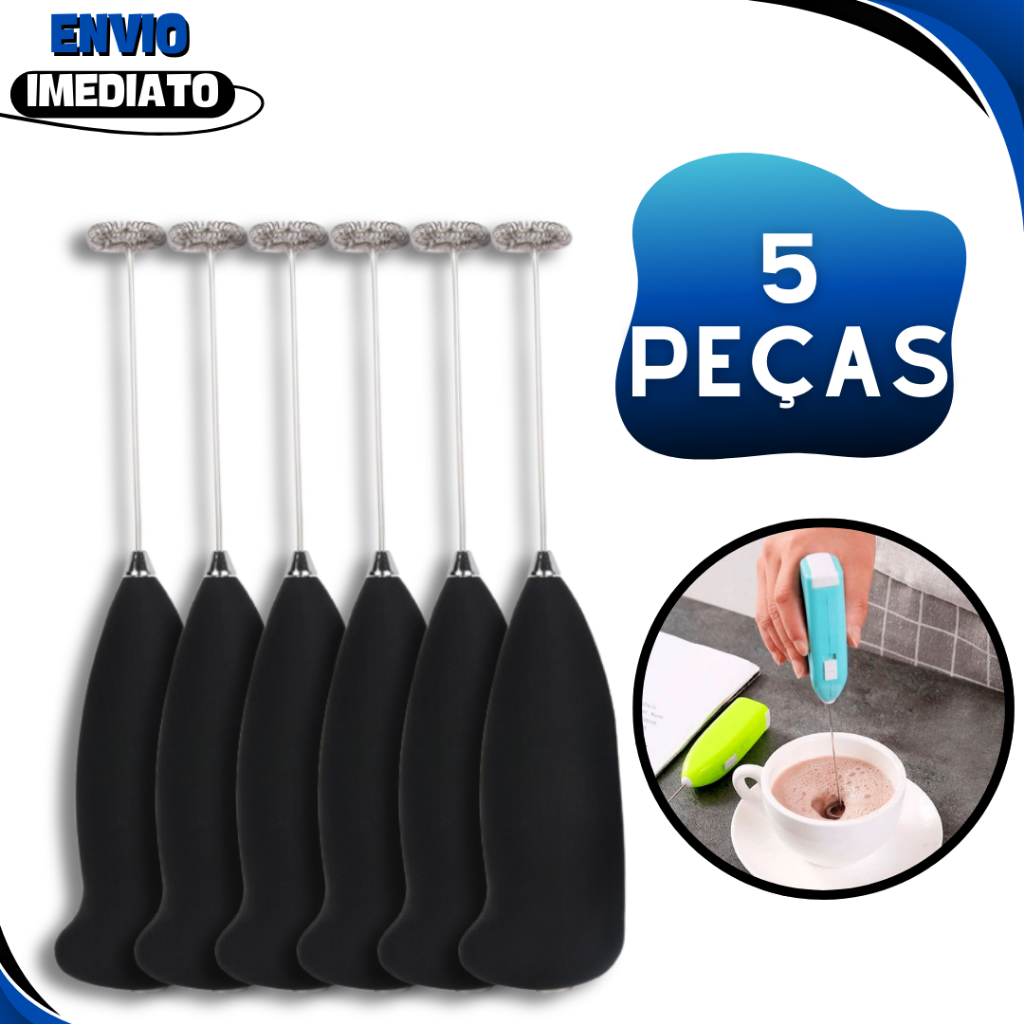 Kit 5 Misturador Elétrico Potente Mini Mixer Para Bebidas Cafés Drinks Casa e Restaurante