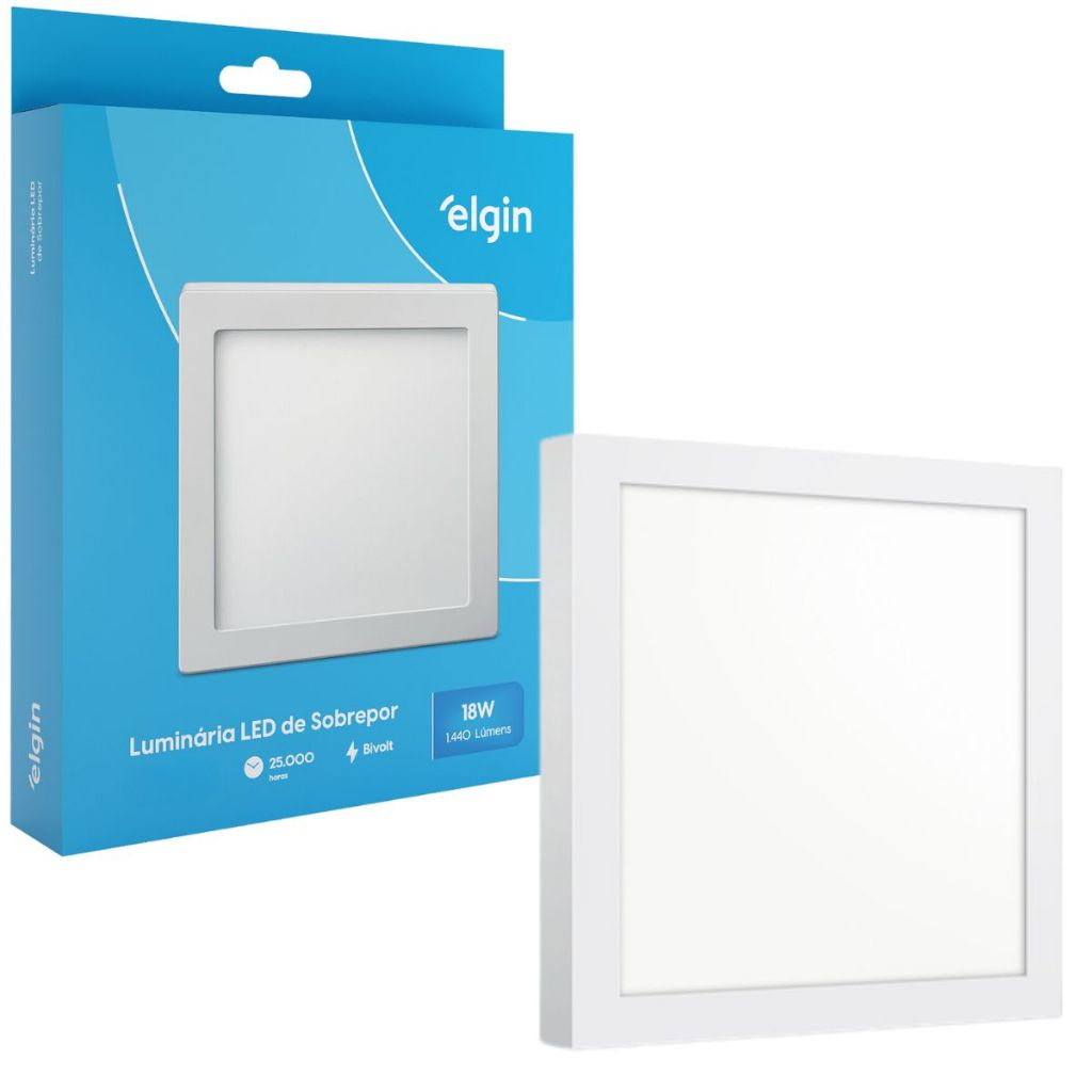 Luminária Painel Plafon Sobrepor Quadrado Led 18w Bivolt ELGIN em Oferta na Shopee
