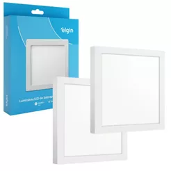 Kit 2 Luminária Painel Plafon Sobrepor Quadrado Led 18w Bivolt ELGIN