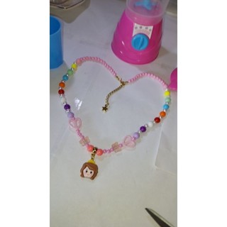 kit mix de 3 Pulseiras infantil com colar de princesa artesanal