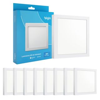 Kit 8 Luminária Painel Plafon Sobrepor Quadrado Led 18w Bivolt ELGIN em Oferta na Shopee