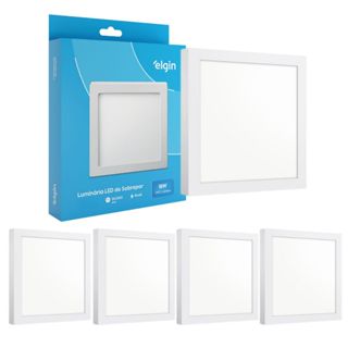 Kit 4 Luminária Painel Plafon Sobrepor Quadrado Led 18w Bivolt ELGIN em Oferta na Shopee