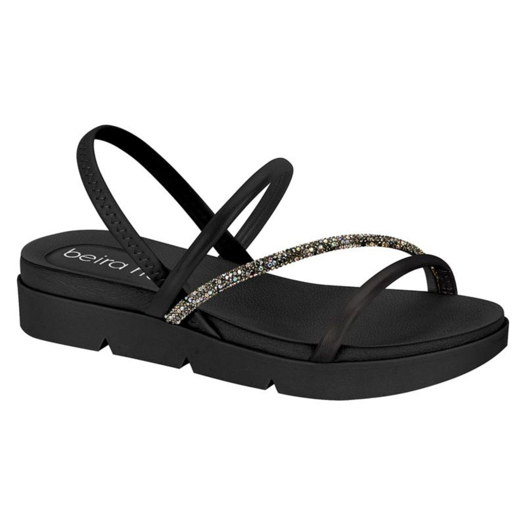 Sandália Flat Feminina Confortável strass Beira Rio