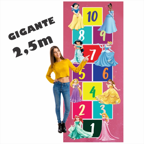 Tapete Jogo da Amarelinha Infantil Princesas da Disney, meninas, presente, dia das crianças, natal, aniversário AM58GG