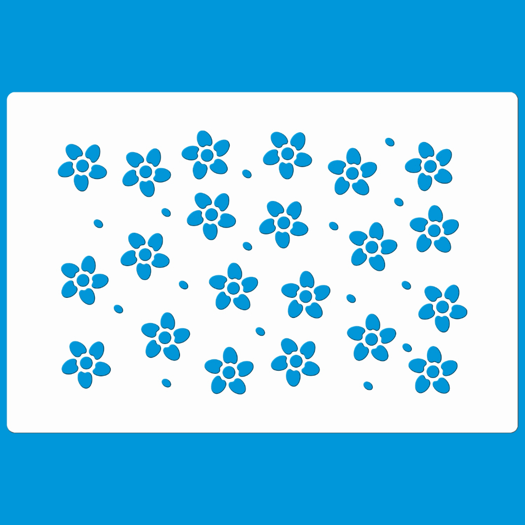 Stencil 12 X 18 Florzinhas Molde Vazado Para Pintura Tecido Mdf Madeira Parede Camiseta Pano Prato