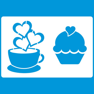 Stencil 12 X 8 Xicrinha E Cupcake Molde Vazado Pintura Tecido Mdf Madeira Parede Camiseta Pano Prato em Oferta na Shopee