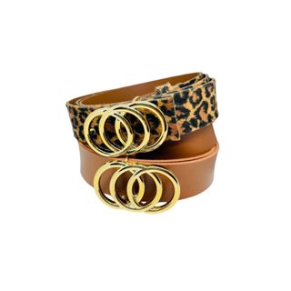 Kit Cinto Feminino 2 Peças Argola Tripla Fivela Dourada - Moda Rute 3 cm de Largura em Oferta na Shopee