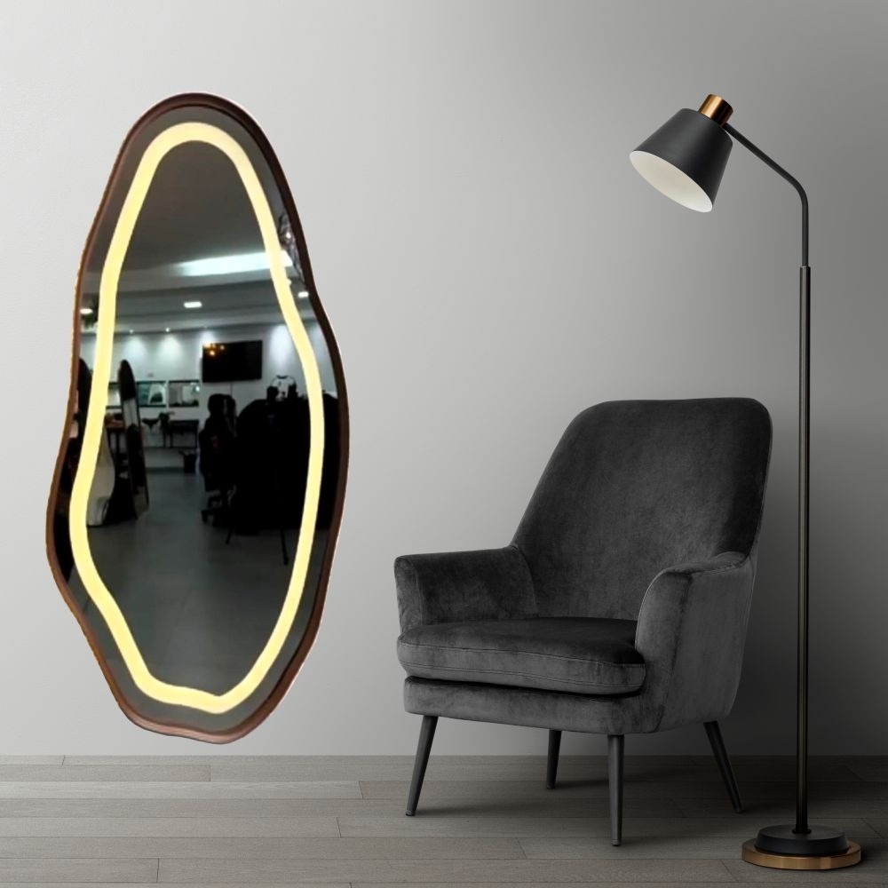 Espelho Orgânico Corpo Inteiro 170X70cm com LED Jateado Quarto Sala Banheiro em Oferta na Shopee