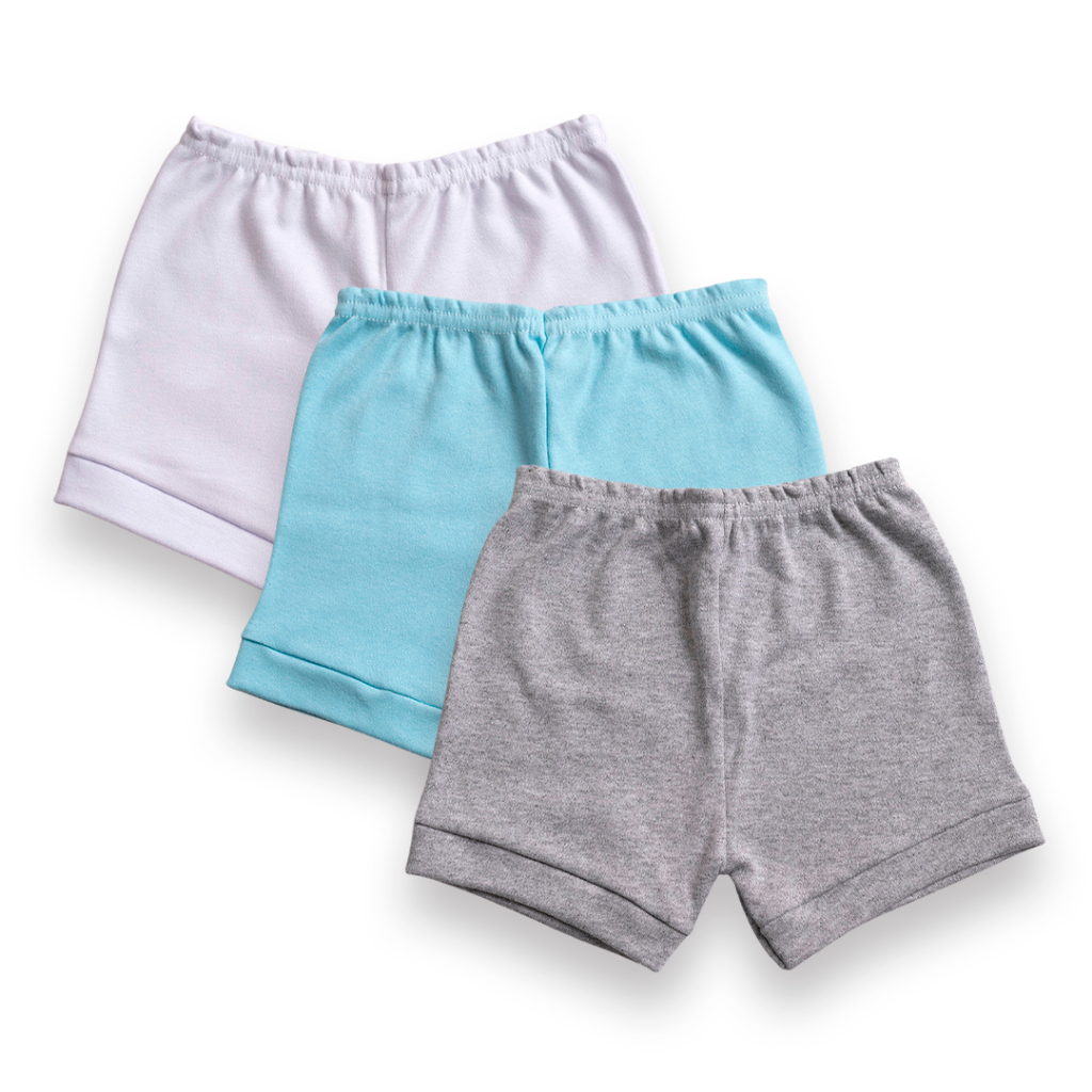 KIT 3 PEÇAS SHORT TAPA FRALDA SUEDINE 100% ALGODÃO COM PUNHO NA BARRA em Oferta na Shopee