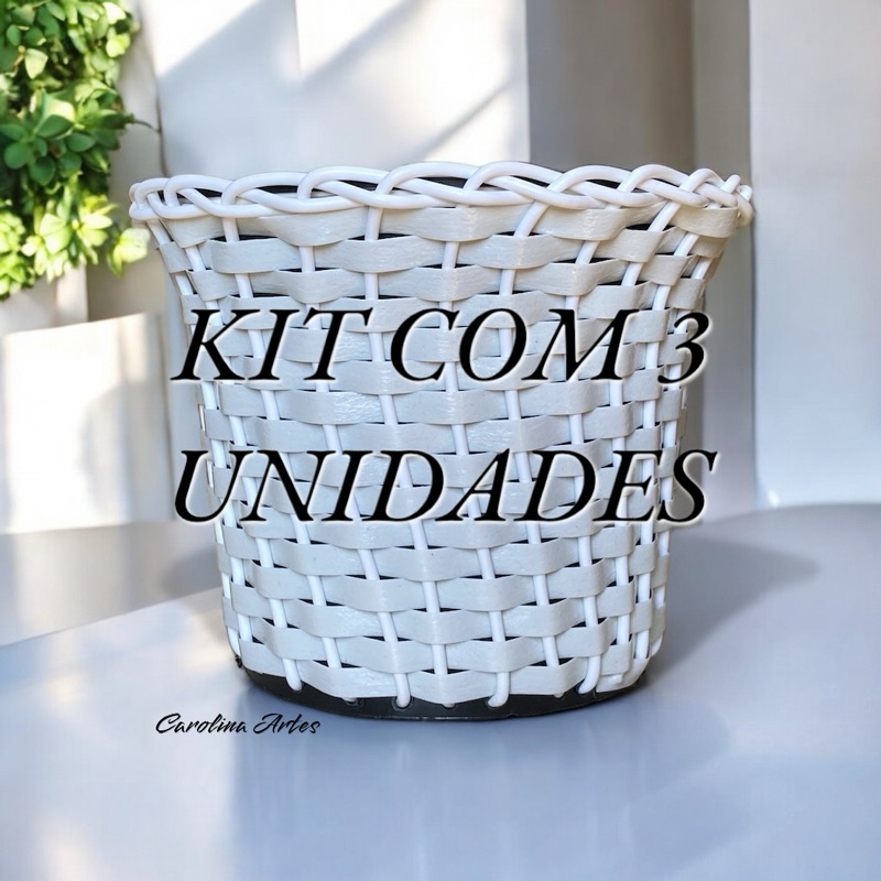 Kit C/ 3 Vasos Plantas Flores Fibra Sintético Cymbidium Decorativo