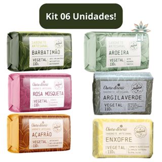 Kit 6 Unidades Sabonetes de 110g Cheiro D Ervas (Barbatimão, Rosa Mosqueta, Açafrão, Aroeira, Argila Verde e Enxofre) em Oferta na Shopee
