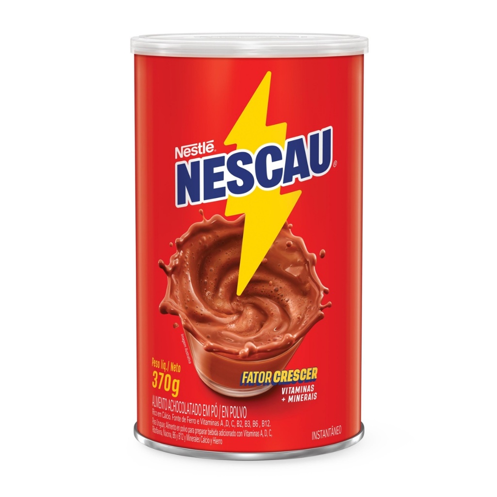 Achocolatado em Pó Nescau Nestlé Lata 370G - Caixa com 1, 2, 3 e 4 Uni