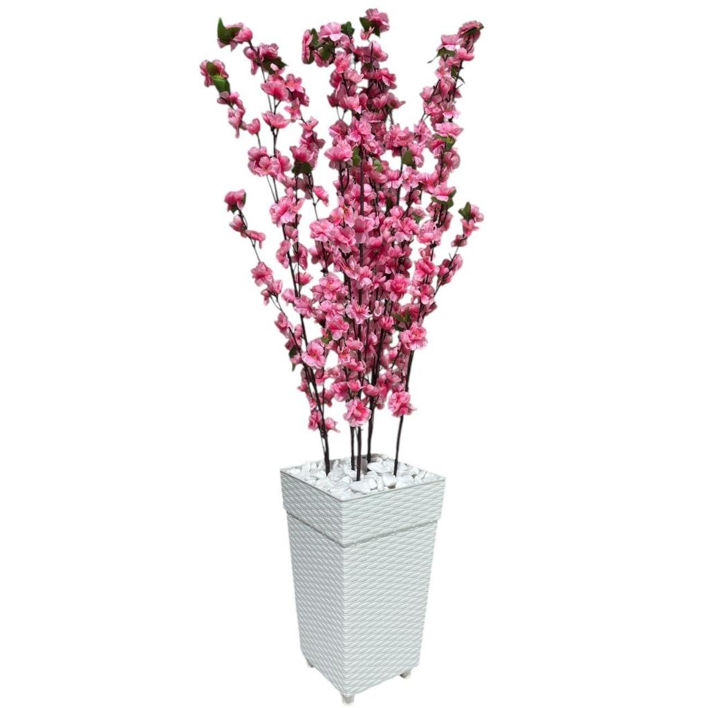 Planta Artificial Cerejeira Rosa Com Vaso Grande Decoraçao Enfeite Casa