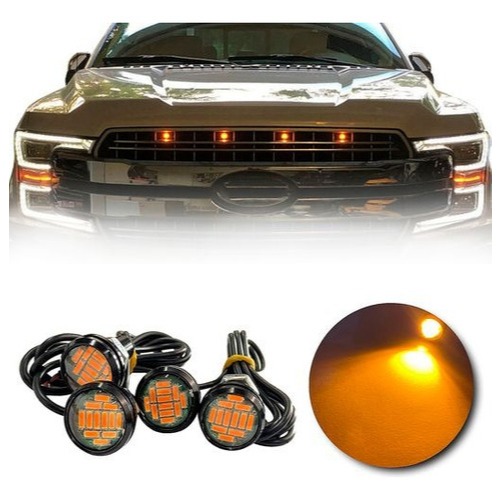 Kit 4 Luz De Grade Led Metalico ambar laranja Caminhonete hilux strada ranger f250 saveiro...