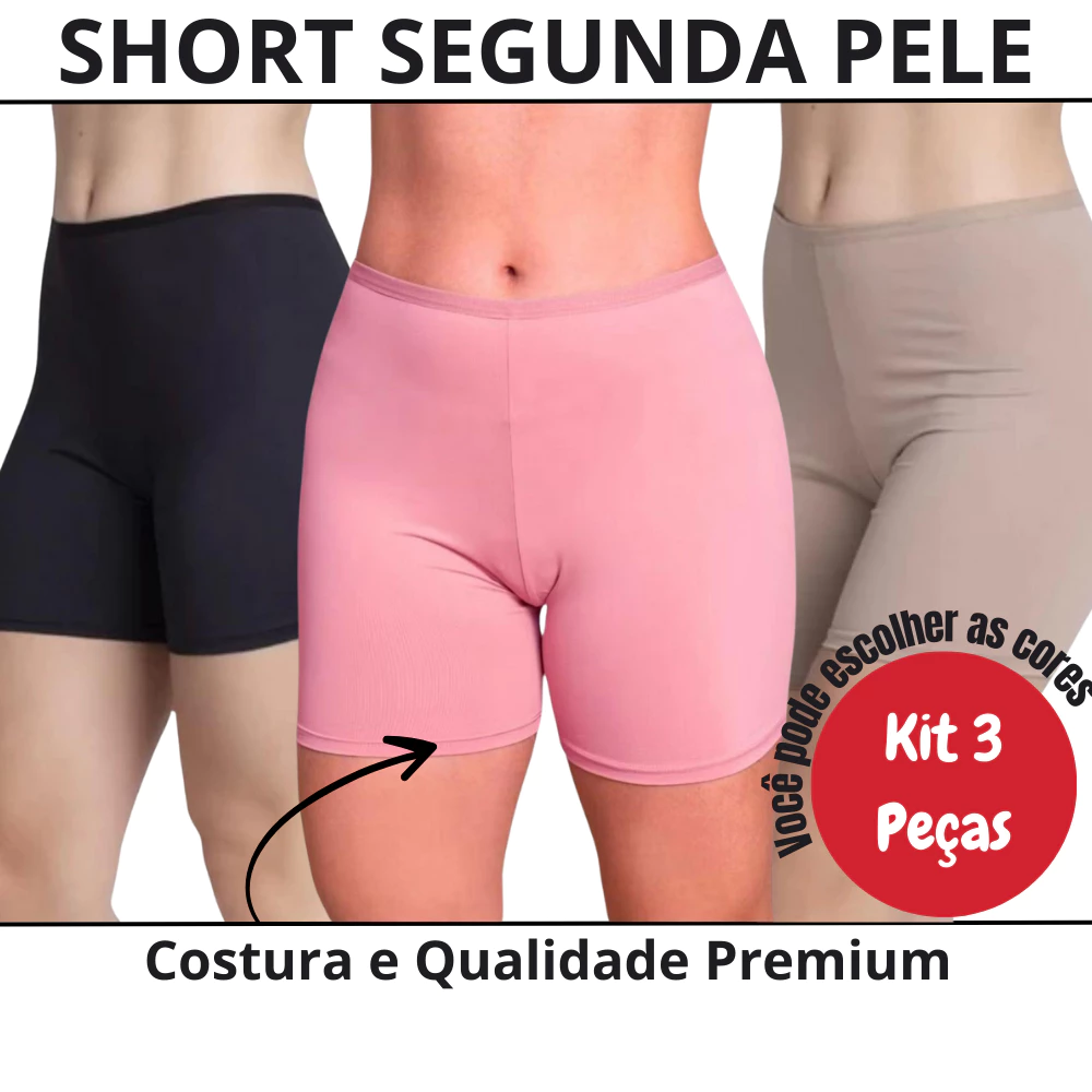 Kit 3 Short Segunda Pele Liso Anágua | Bermudinha para Vestir por baixo da Roupa Feminino — imagem 1