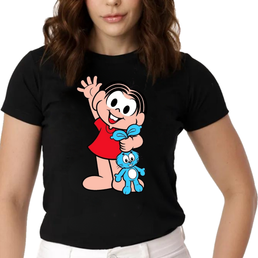 T-shirt Feminina Camiseta Monica Magali Cebolinha Personagens Moda Algodão 100% em Oferta na Shopee