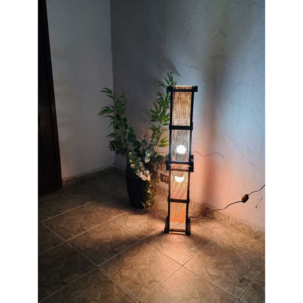 Abajur de chão luminária rústico japonês de 1 metro bambu sala quarto decoração