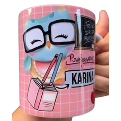 Caneca Xícara de porcelana tema Professora/Professor personalizado com o nome enviar via chat.