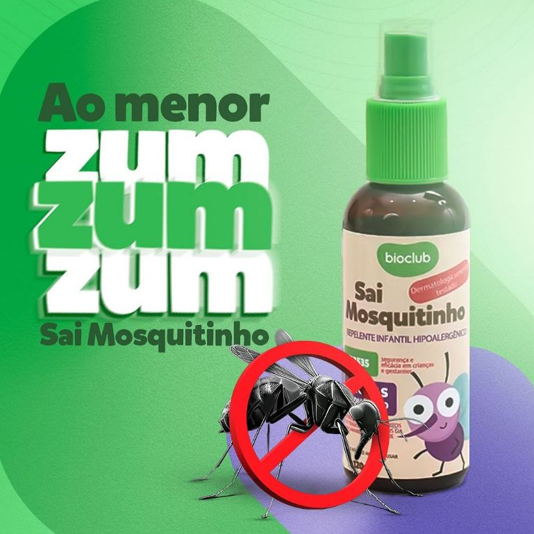 Sai Mosquitinho Repelente Natural Infantil Família Bioclub 120ml