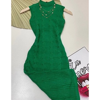 vestido linha tricot modal midi feminina quadrado em Oferta na Shopee