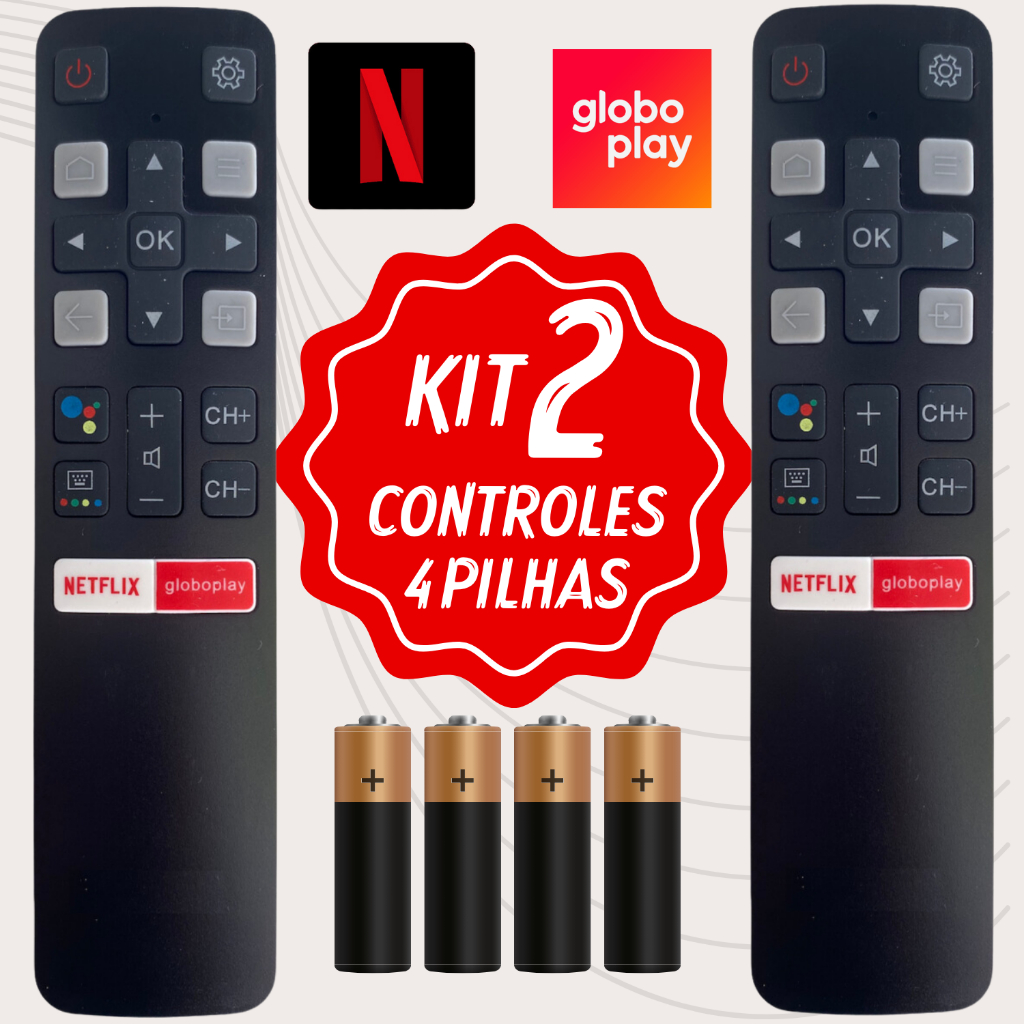 Kit 2 Controle Remoto Tcl Tv Smart Rc802v 55p8m 4K Netflix Globoplay em Oferta na Shopee