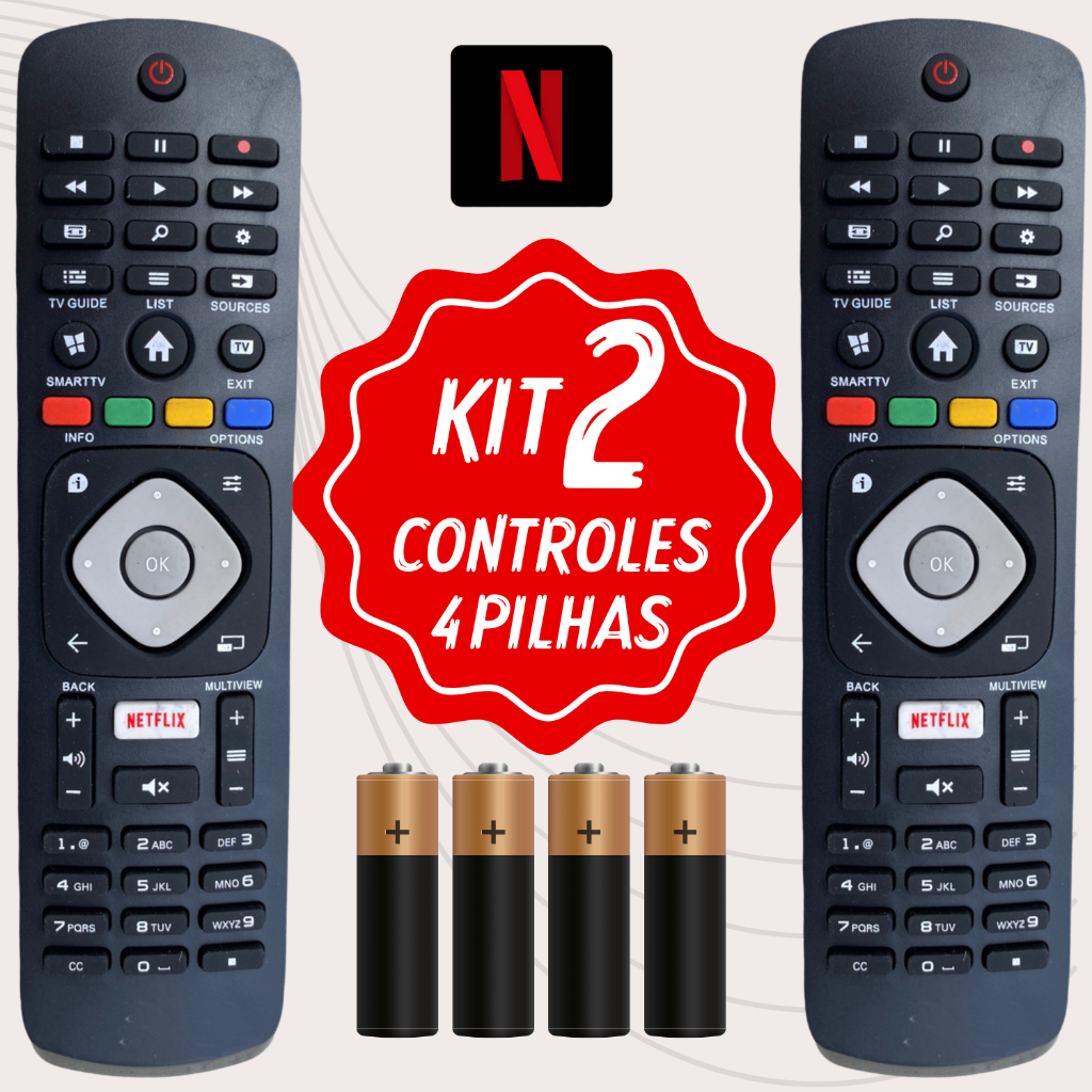 Kit Controle Remoto Tv Philips Smart com Netflix 8049 em Oferta na Shopee