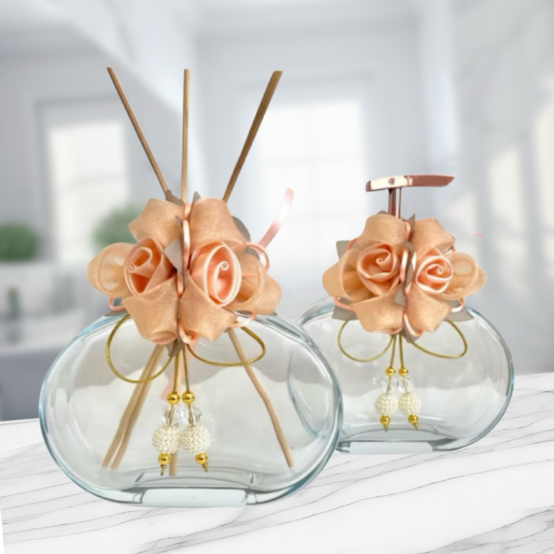 Vidros Difusor de Varetas e Saboneteira Com Laço Luxuoso em Oferta na Shopee