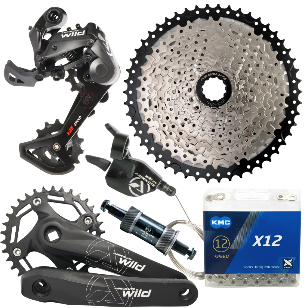 GRUPO RELAÇÃO ABSOLUTE WILD 2 12V CASSETE K7 11/50 COROA 34D CÂMBIO ALAVANCA CORRENTE KMC 1X12 MTB em Oferta na Shopee