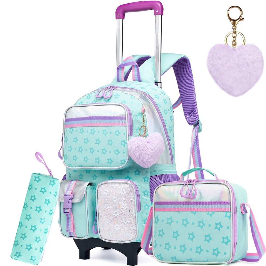 Mochila Infantil Menina Mochilas Rodinha Mochila De Bordo Kit Casual Infantis Multi-bolsos Verde em Oferta na Shopee