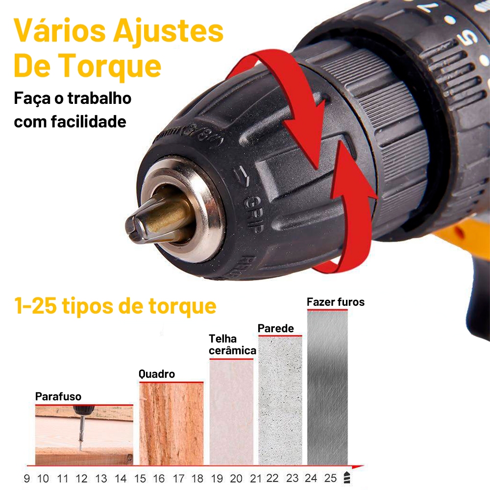 Parafusadeira e Furadeira de Impacto Elétrica Bivolt sem Fio — foto 8