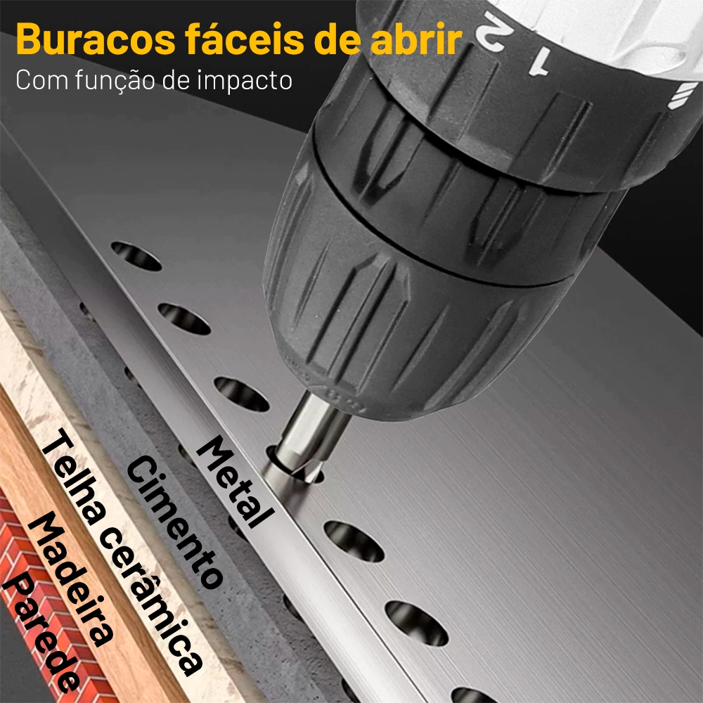 Parafusadeira e Furadeira de Impacto Elétrica Bivolt sem Fio — foto 3
