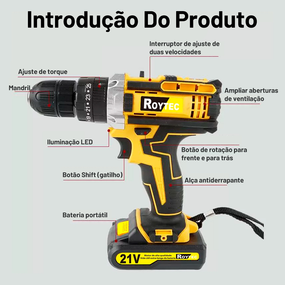 Parafusadeira e Furadeira de Impacto Elétrica Bivolt sem Fio — foto 10