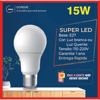 Lâmpada Led Bulbo 15w Luz Branco Frio Bivolt E27 em Oferta na Shopee