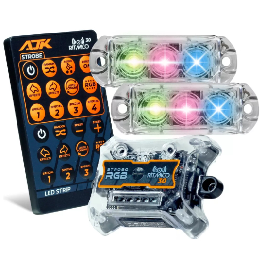 Strobo AJK Ritmico 3.0 Novo Lançamento Farol 6 Watts Forte Toca na Batida do Som