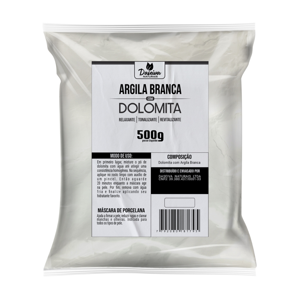 Dolomita com Argila Branca 500g Daseiva Naturais (skincare) Mascara Facial
