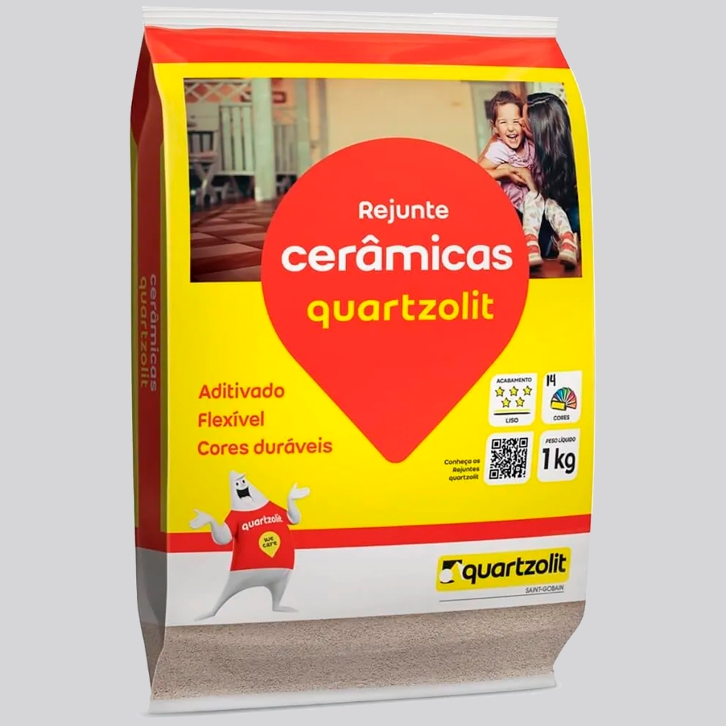 Kit com 15kg Rejunte Cerâmicas Cinza Platina Quartzolit - Home & Living