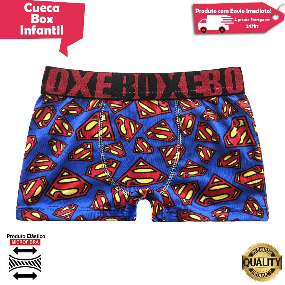 Cueca Infantil Box Boxer Estampada Lisa Microfibra